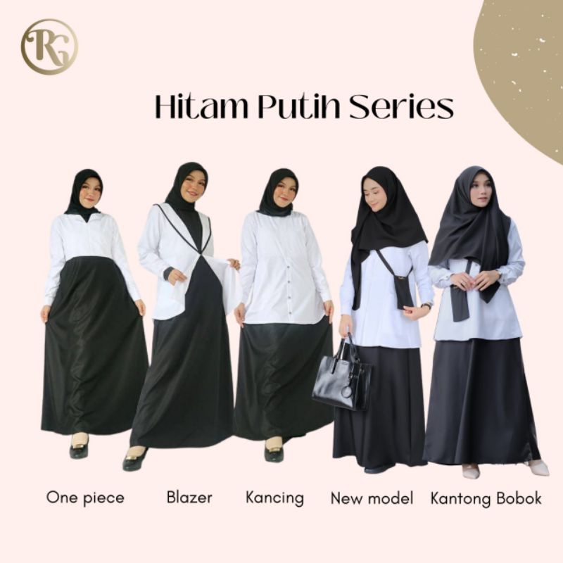 gamis seragam kerja pdh/hitam putih/gamis wanita/gamis kantor
