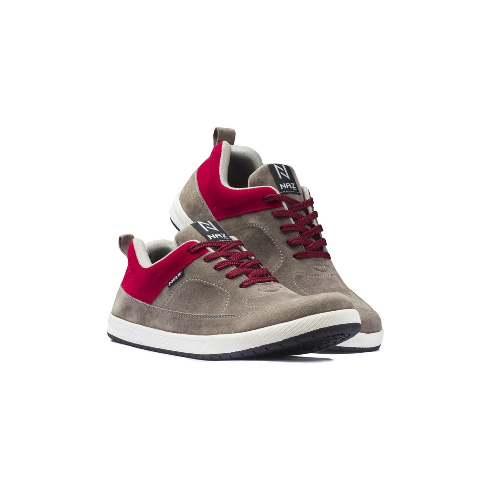 HARISSON - NAZREAL FOOTWEAR x banfash_store | Sepatu Sneaker Pria NAZ Hitam Original AZL 005 (Free Kaos Kaki)-Abu Marun