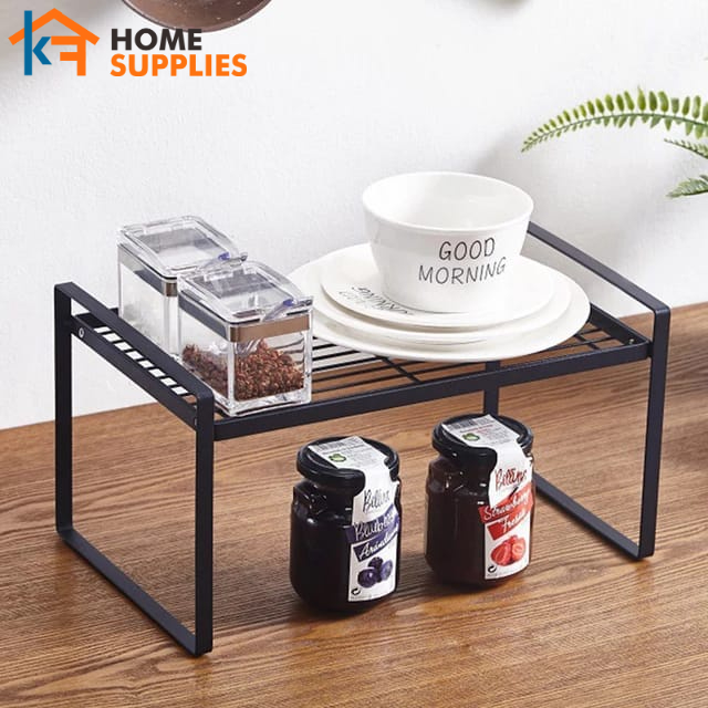 【KF】Rak Microwave / Rak Bumbu Dapur 1 Tingkat Rak Dapur Serbaguna Tempat Penyimpanan Bumbu Besi Rak Dapur Susun Tanpa Rakit