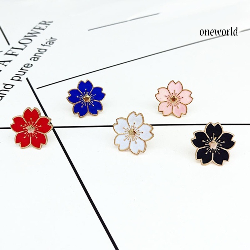 OW@ Sweet Women Cherry Blossom Flower Enamel Brooch Pin Suit Collar Badge Jewelry