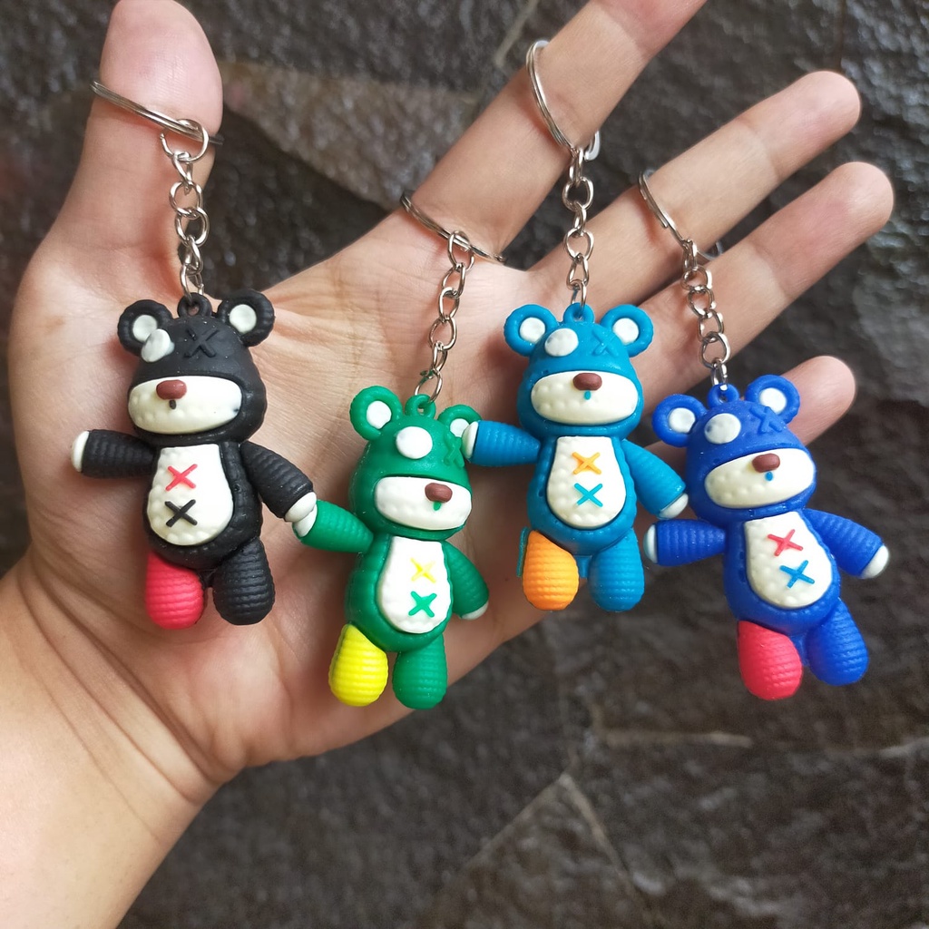 GANTUNGAN KUNCI BONEKA BERUANG // Ganci Karakter Boneka Beruang X Bear Doll Unik Lucu | Gantungan tas | Bag Charm | Souvenir Murah | Keychain | COD