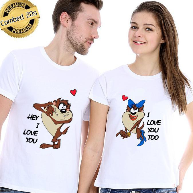  Kaos  Couple  Hey I Love You Unisex Combed 20S Pasangan 