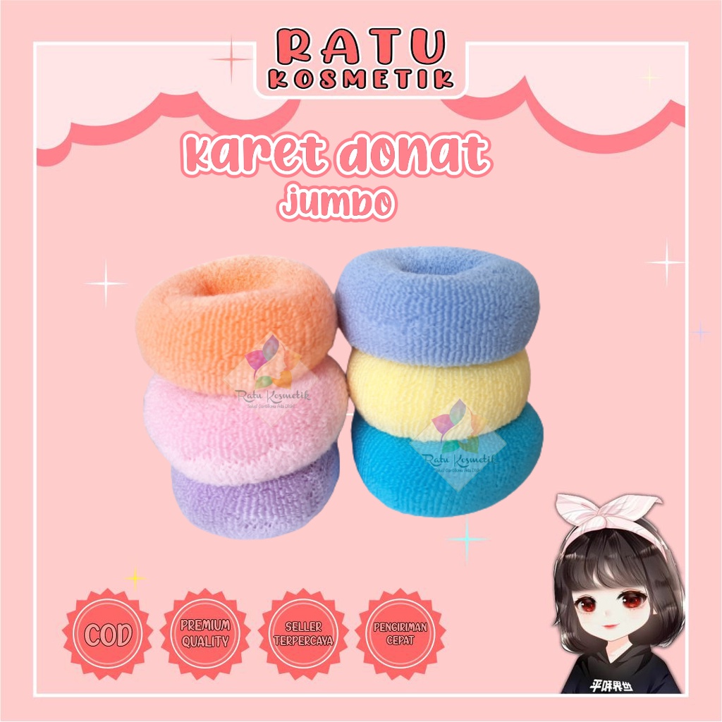 ❤ RATU ❤ Ikat Rambut Donat Karet Kecil Wanita Anak | Isi 50 Free Tas | Satuan Besar Jumbo Cepol