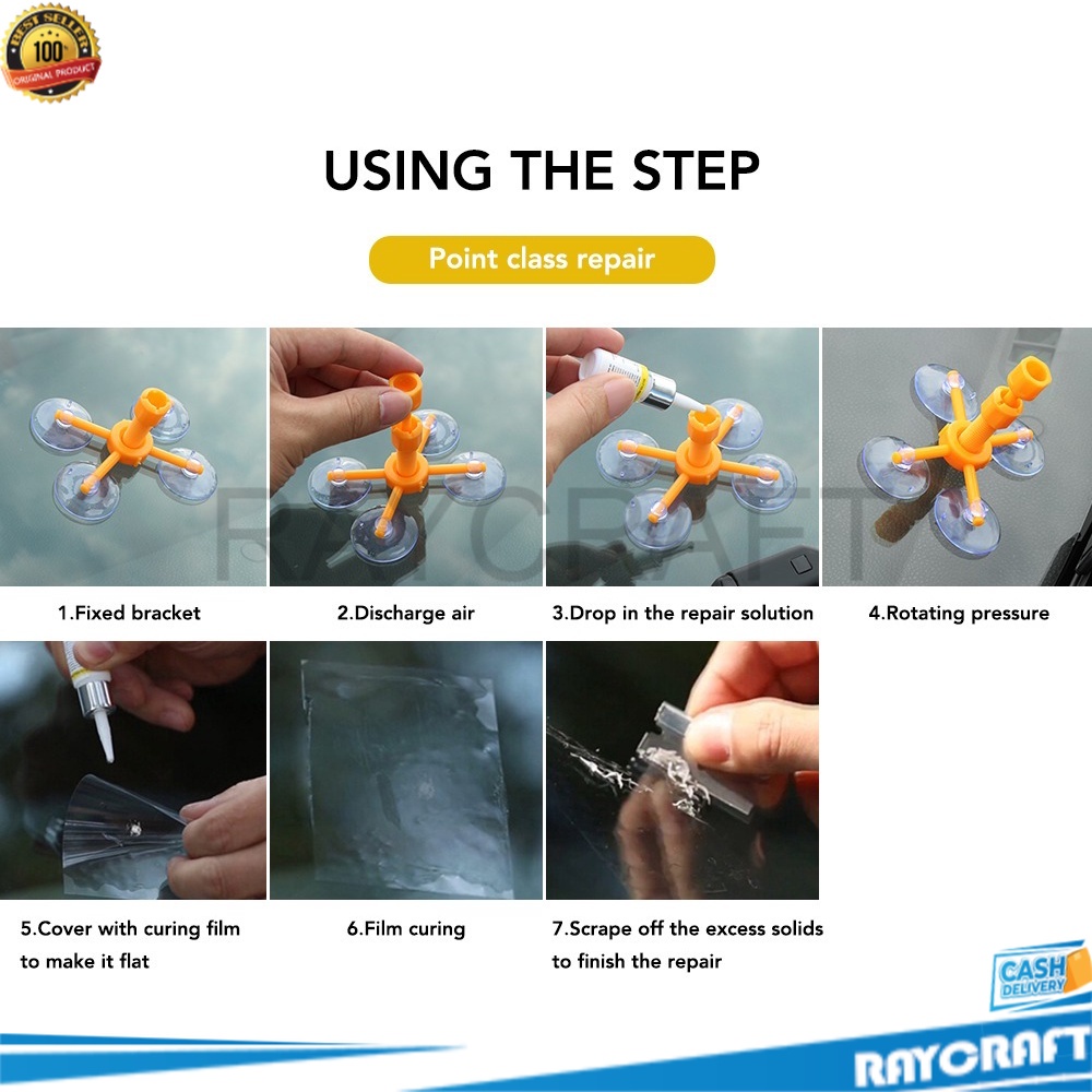 Lem Kaca Mobil Jendela Retak Pecah Memperbaiki Kaca Retak Perekat dan Penambal Kaca Pecah KUNING RC