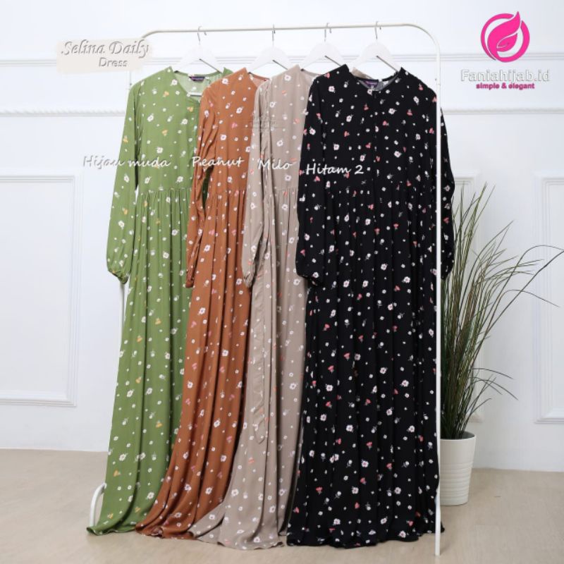 Selina Dress Motif Bunga Fania Hijab