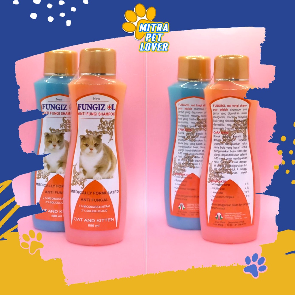 SHAMPO ANTI JAMUR KUCING - FUNGIZOL CAT SHAMPOO 600 ML - BERSIH SEMBUHKAN PENYAKIT KULIT OLEH JAMUR FUNGI ZOL KITTEN - SEHAR - MURAH GARANSI KUALITAS ASLI ORIGINAL - PET ANIMAL HEALTHCARE VETERINARY TAMASINDO OBAT &amp; VITAMIN HEWAN PELIHARAAN MITRAPETLOVER