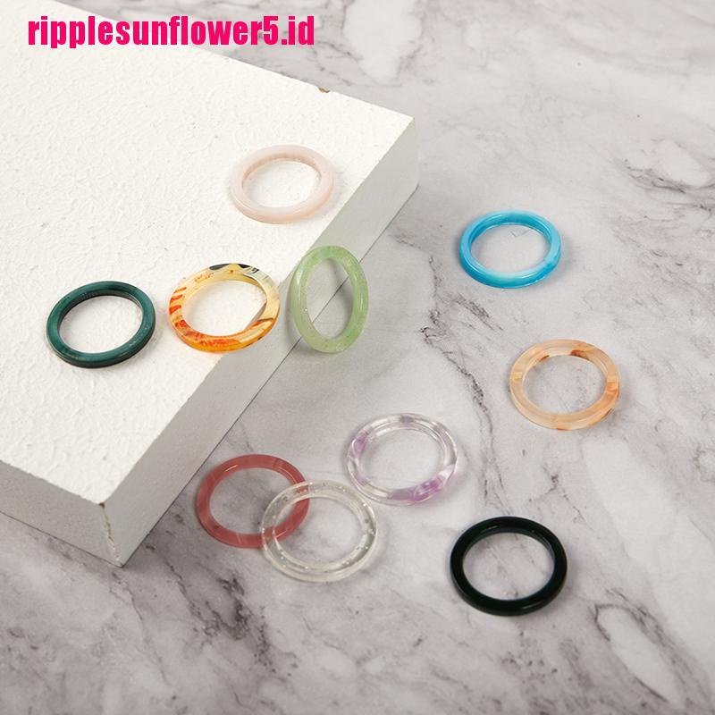 # Kaos T-Shirt Wanita Lengan Pendek Motif Print #10pcs / lot Cincin Resin Gaya Korea Untuk Wanita