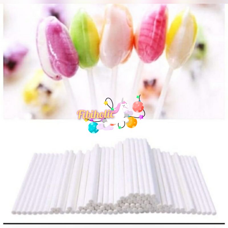 Stik lolipop/stik permen/stik coklat/stik lolipop warna putih isi 20pcs