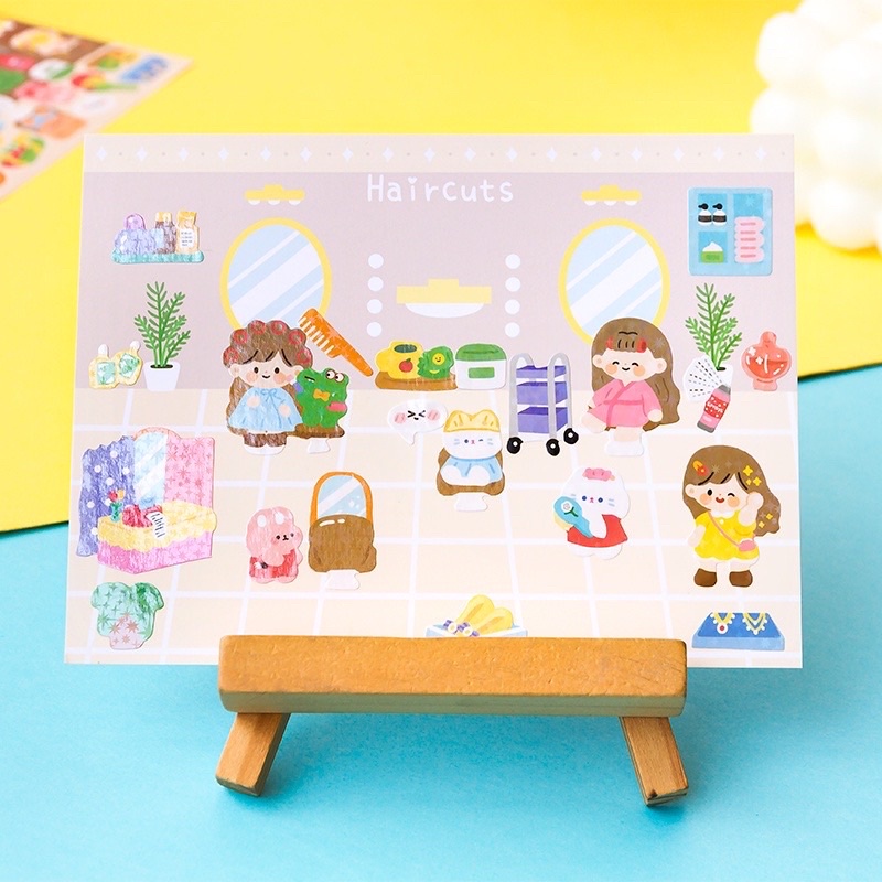 

2 lembar stiker gaya korea kiss cut bertema untuk kerajinan DIY, scrapbook, dekorasi, jurnal, buku harian, hadiah, pembungkus hadiah, pembuatan kartu murah kawaii cute lucu imut murah classroom circus haircuts firework magic