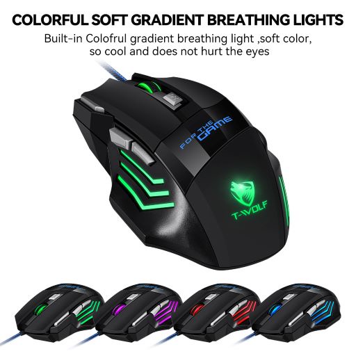 SKU-1274 MOUSE GAMING 7 BUTTONS T-WOLF M1 FOR GAME LED RGB TWOLF