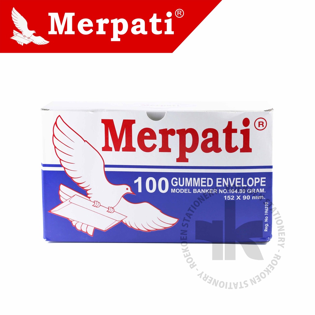 

Merpati Gummed Amplop Putih 104 Polos 152 x 90mm Tanpa Perekat (Dos Biru)