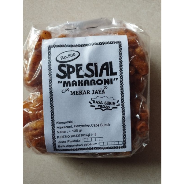 

Makaroni Bantet SPESIAL Isi 10Pcs cap MEKAR JAYA Rasa Pedas & Gurih