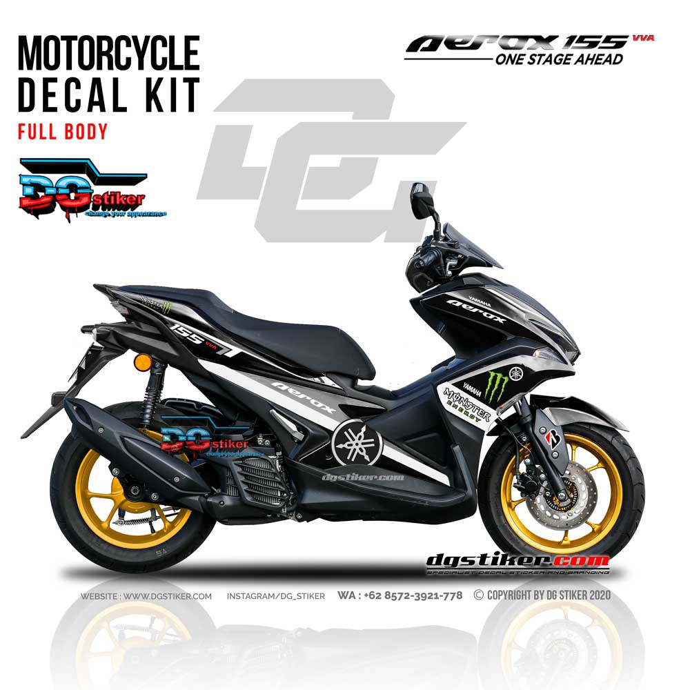 Decal Sticker Aerox 155 Hitam Redbull