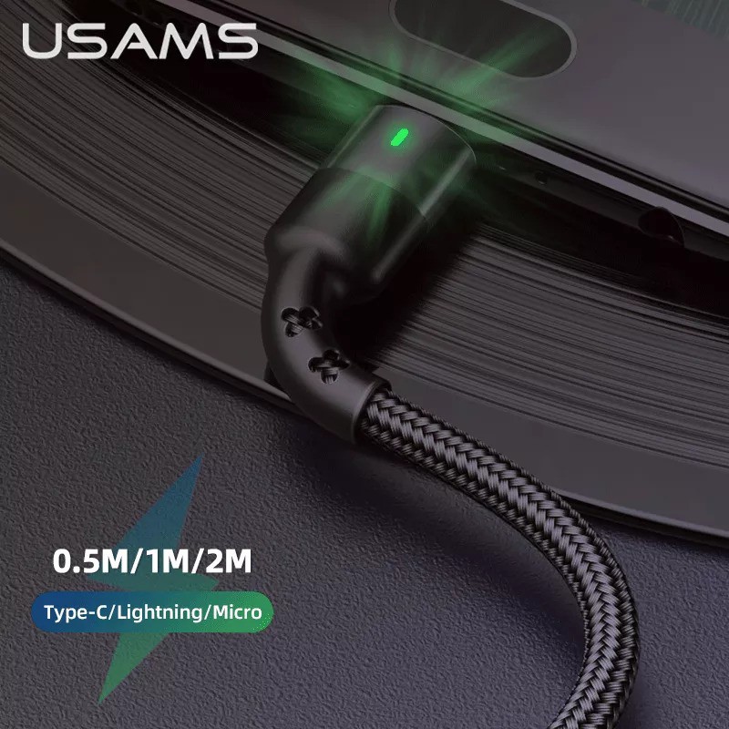 USAMS U26 Kabel Data LED USB Iphone/Type C Fast Charging