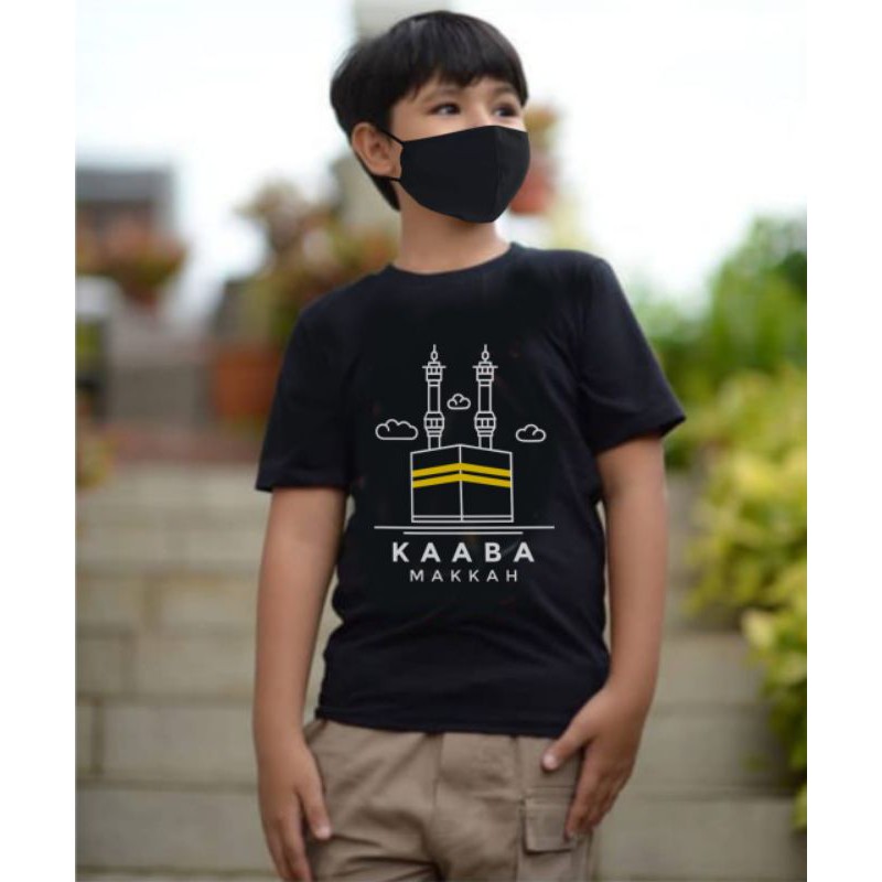 Moslim kids ori kaos anak remaja cowok ori katun combed 24S balita paud tk sd smp karakter masjid