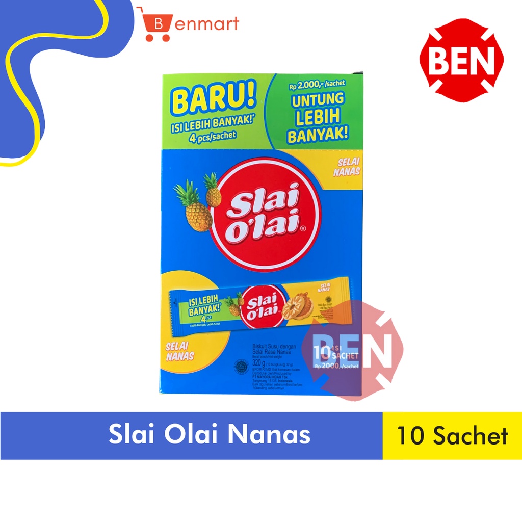 

Slai Olai Nanas 1 Pak Box 10 Pcs Selai O'lai Pineapple Kuning Biskuit