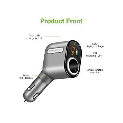 ONEVER 2 in 1 Cigarette Lighter Power + 3 USB Charger