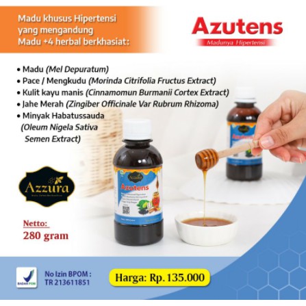 

NEW PRODUK AZZURA | MADU AZUTENS MADU OBAT ANTI HIPERTENSI 280gr | Madu Kesehatan