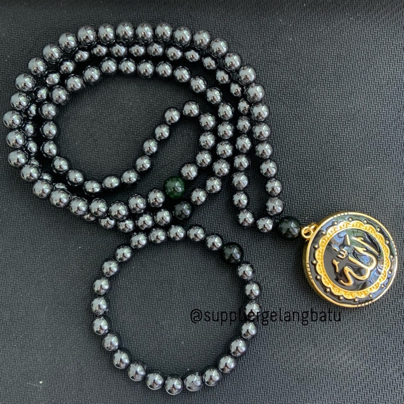 PREMIUM GANNAMYONG ALLAH Tasbih 99butir blustin black jade aceh sertifikat brosur