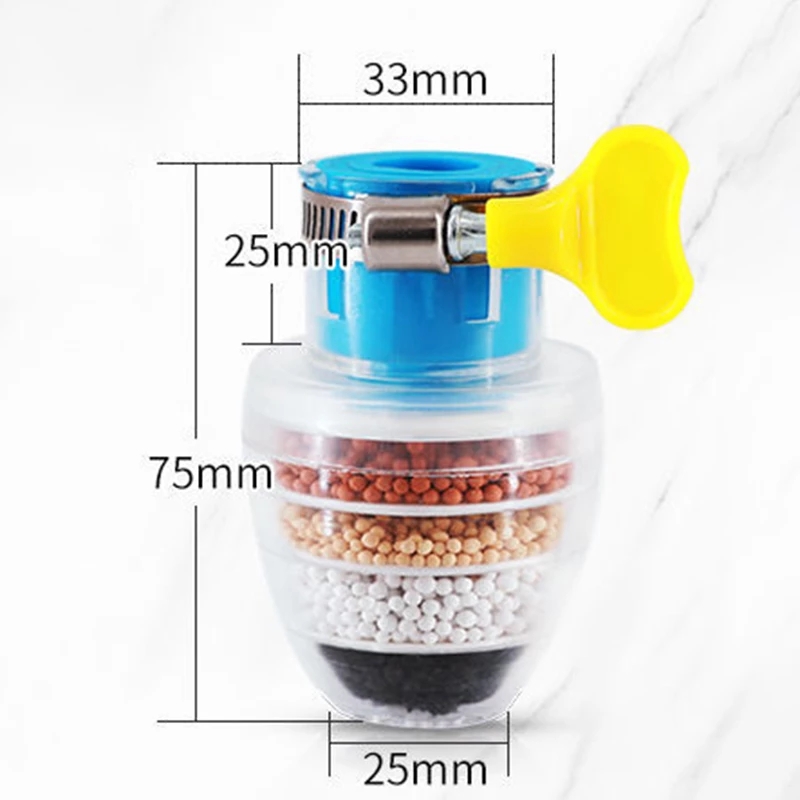 Universal Activated Carbon Faucet Filter/ Kitchen Water Cleaning Filtration Filter/ Household Round Faucet Heads/ Purifier Filter Sprayer Nozzle/ Tap Extender Splash-proof Water Purifier