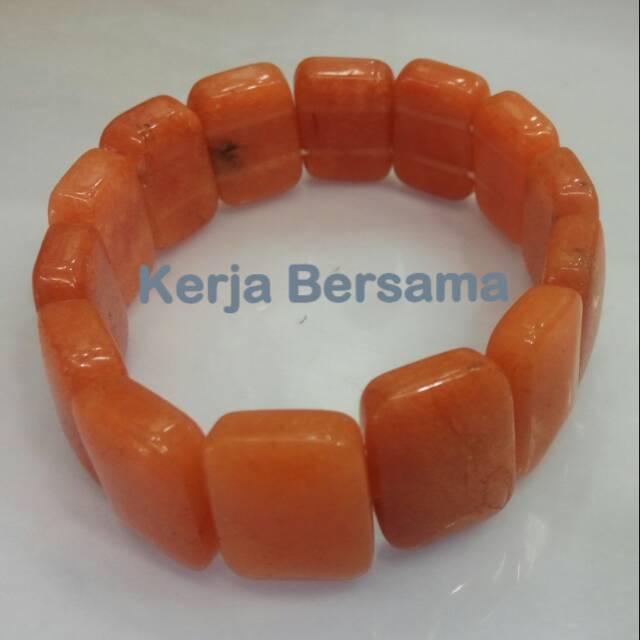 Gelang batu akik orange kotak