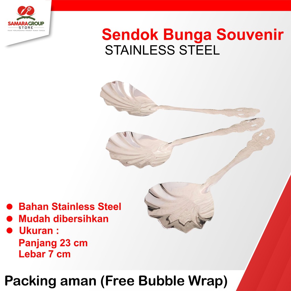 Spatula Sayur - Entong Nasi - Centong Souvenir Stainless Steel Motif Bunga