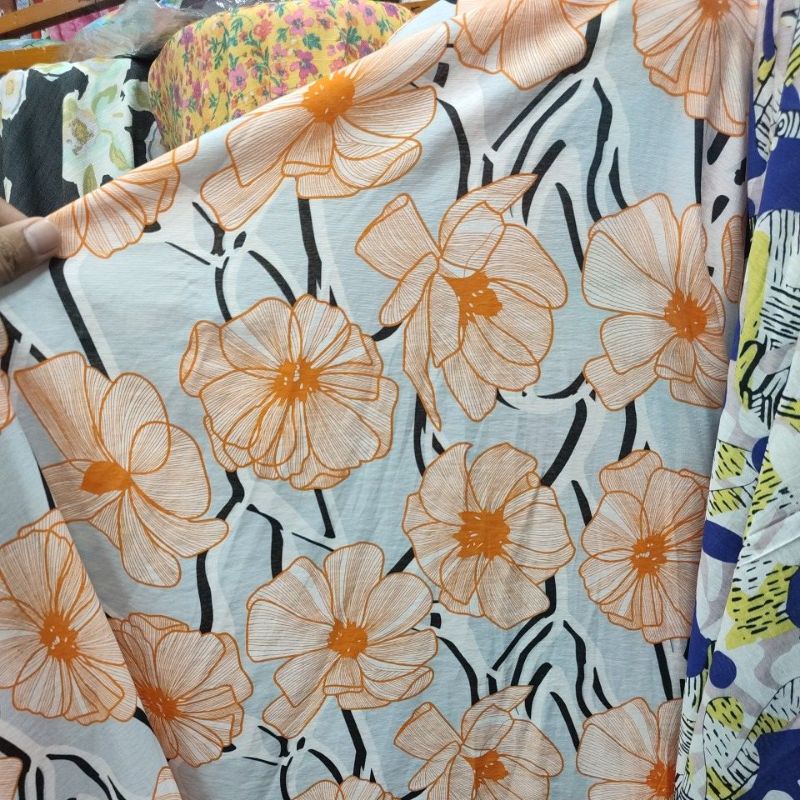 Kain Silky motif- Bahan katun silky - bahan mukena  | Harga per 0,5 meter