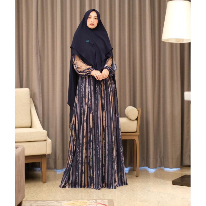 Gamis Set Gamis Dress Kurnia Navy Blue JOZA Original
