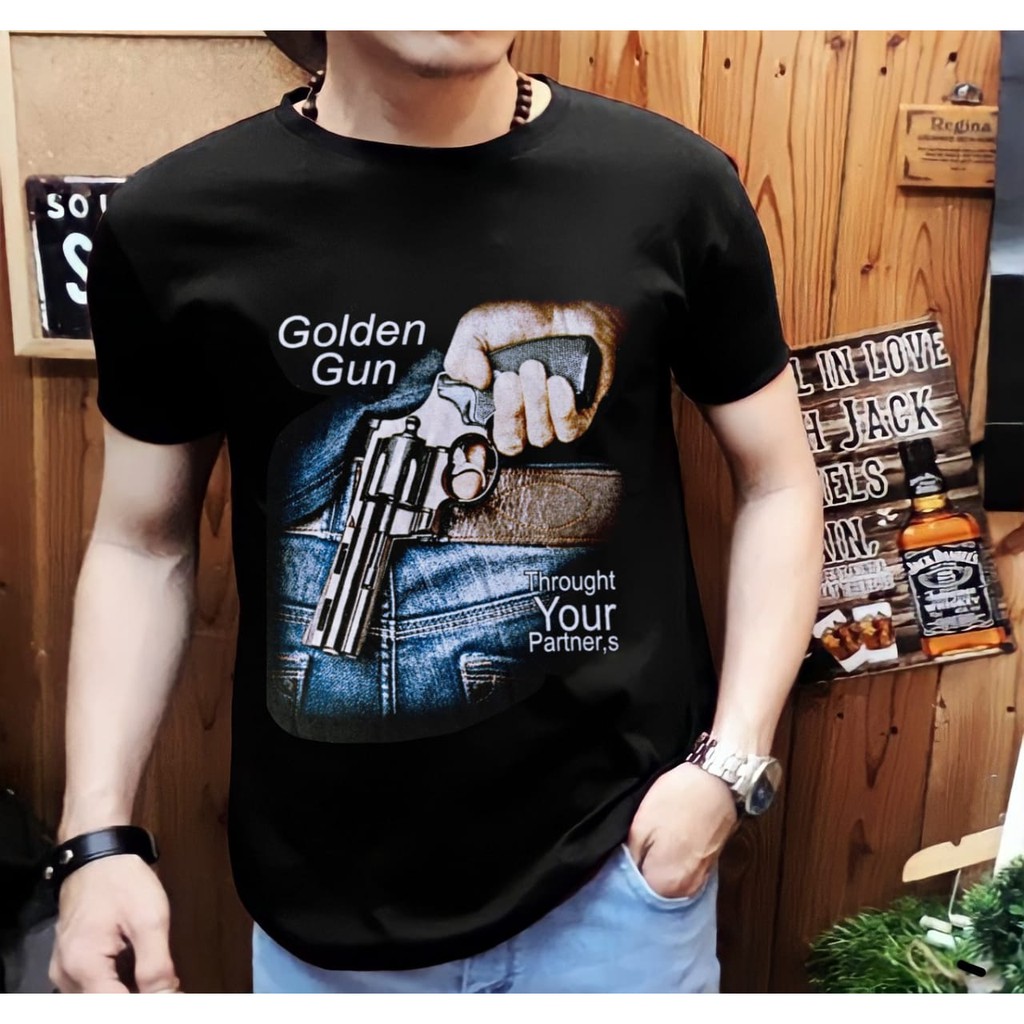 Shalch trendy kaos pria golden gun