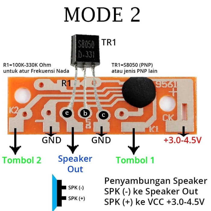 Chip Audio KD9561 Suara 4 Jenis Alarm Sirine Ambulance IC Suara