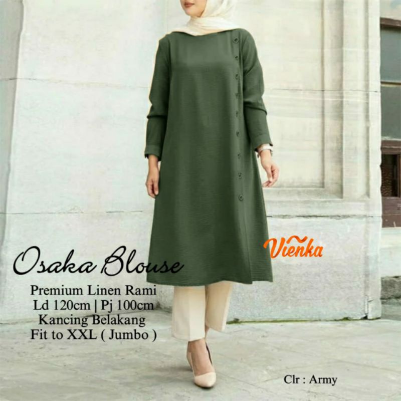 Osaka long tunik katun linen LD 120 jumbo XXL
