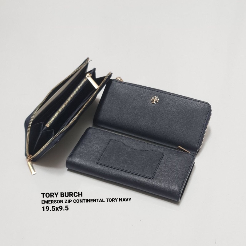TB EMERSON ZIP CONTINENTAL WALLET TORY NAVY