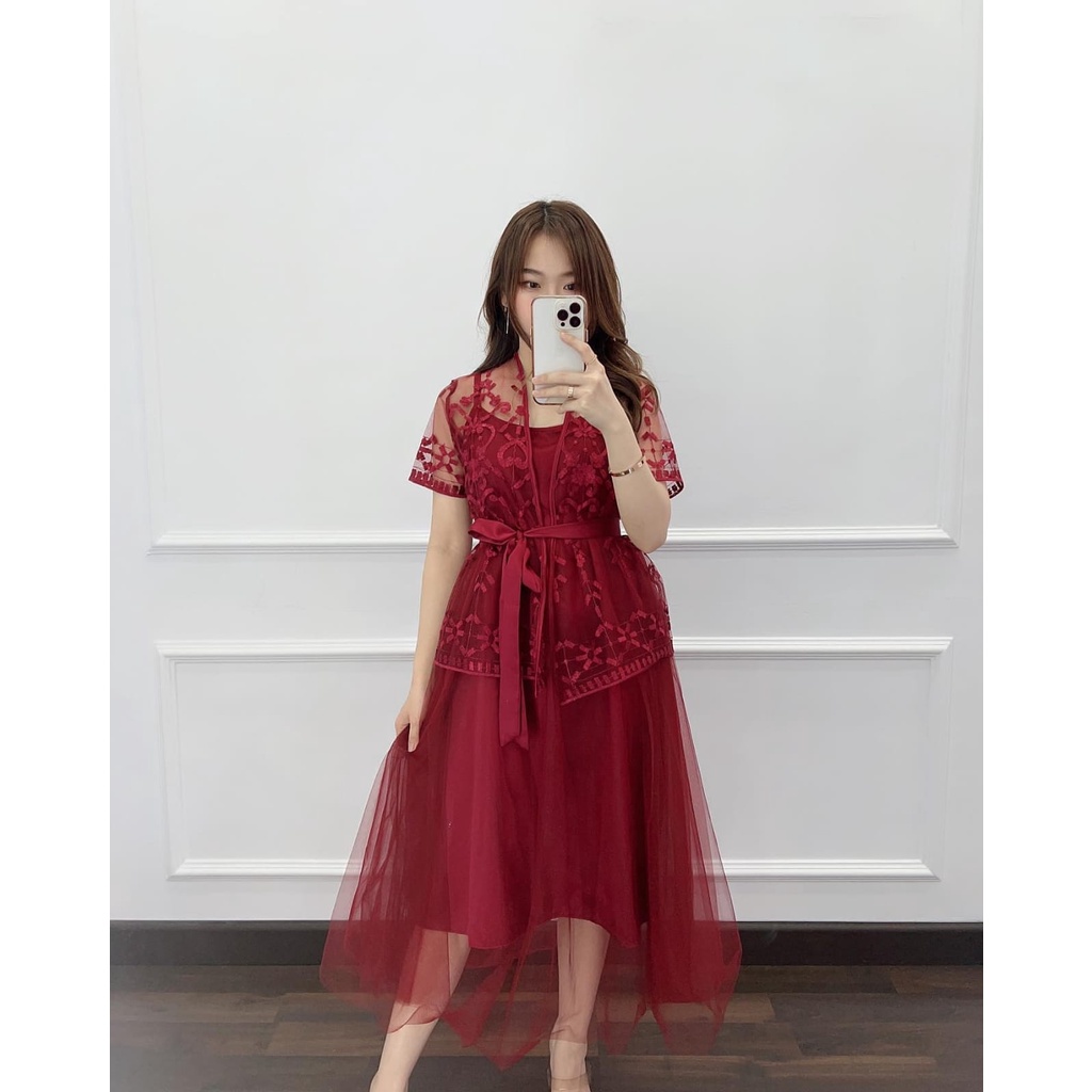 REALPIC GRISIA 2in1 4 UKURAN M L XL XXL  DRESS CARDI FASHION PAKAIAN WANITA INNER DRESS DAN OUTER CARDI KR