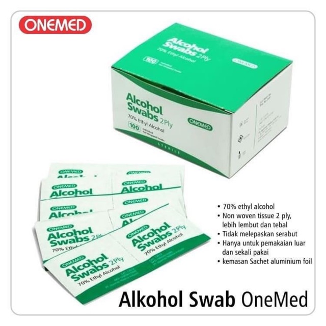 ONEMED ALKOHOL SWABS Sterile 2 Ply ONE MED isi 100 / TISSUE ALKOHOL 70%