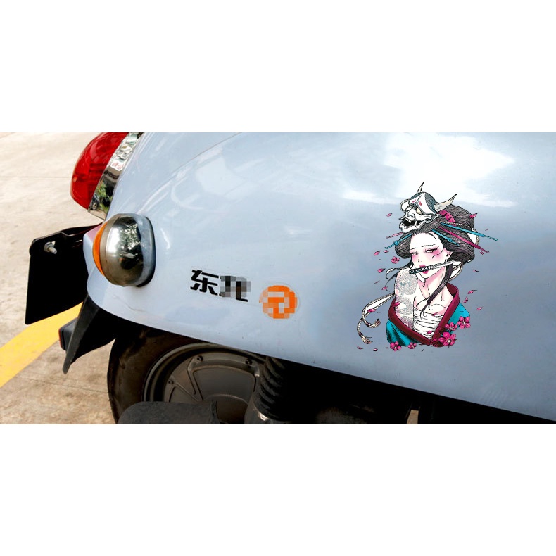 1pcs Reflektif Jepang Geisha Pesona Penutup Mobil Lecet Stiker Menggoda Jdm Mobil Pintu Jendela Stiker Motor Dekorasi Decal