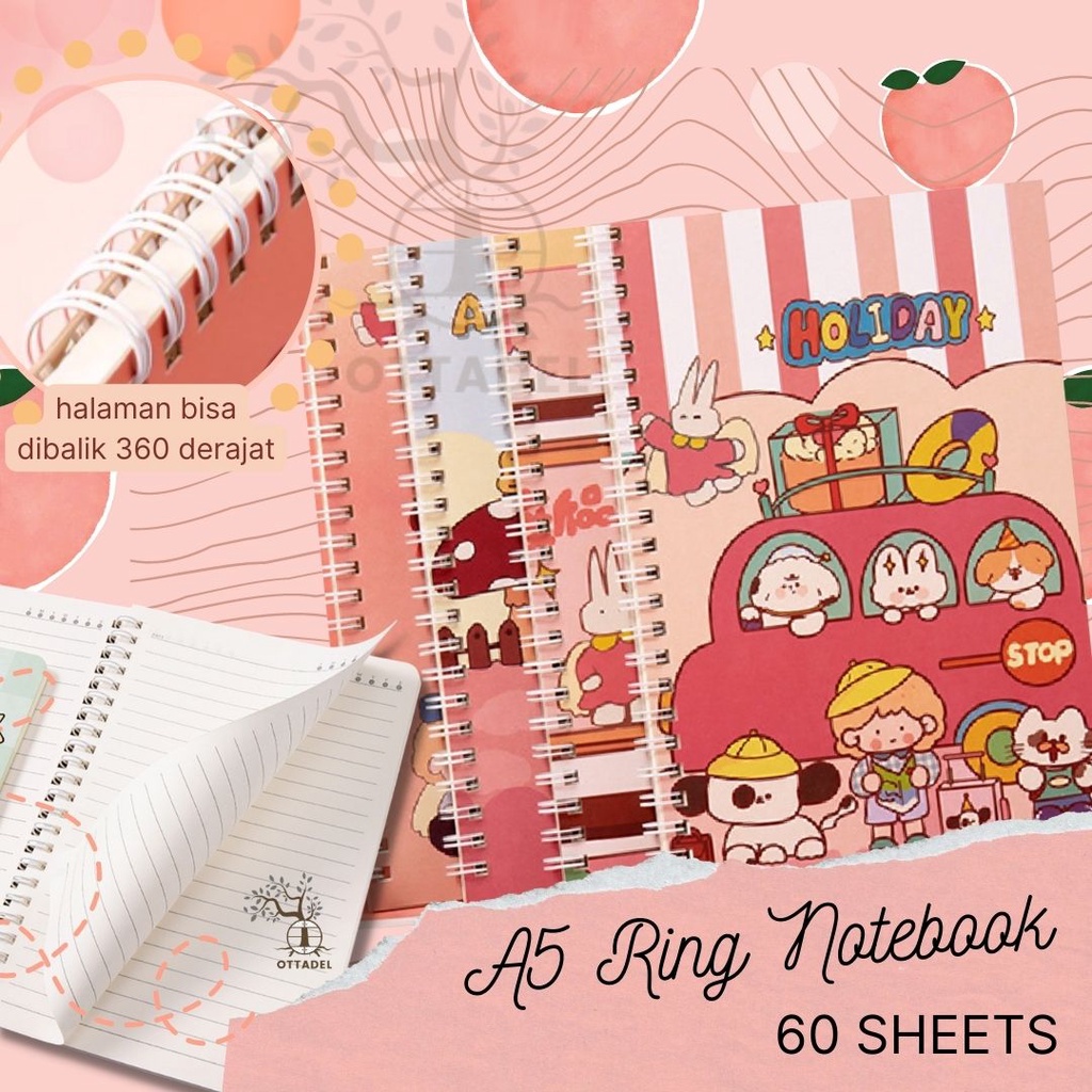 

Ottadel LCSH Buku Tulis Spiral A5/Ring Notebook/Buku Tulis Sekolah 60 lembar
