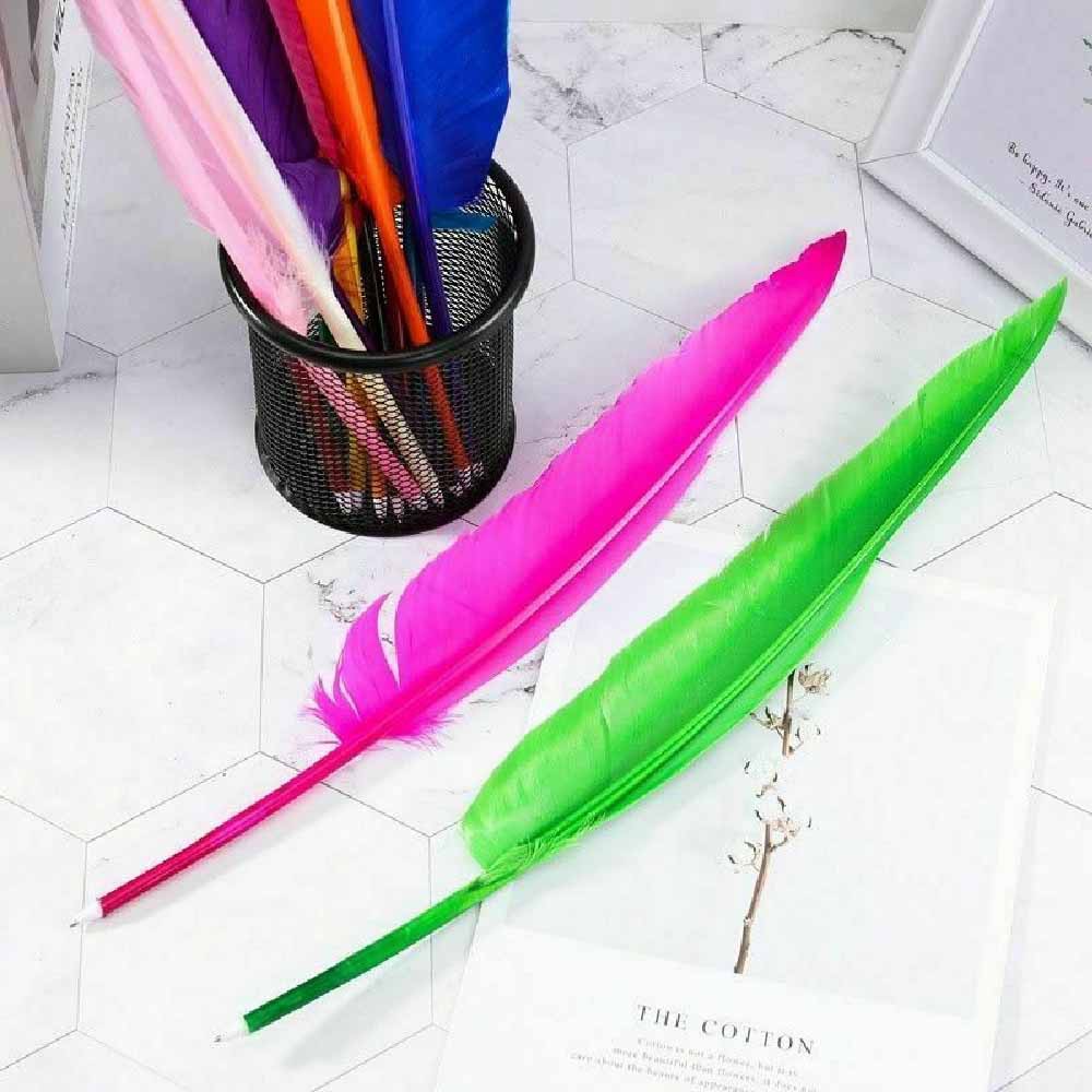 Pulpen Bulu Ayam Pena Bulu Lucu Indah Warna Warni Alat Tulis Sekolah