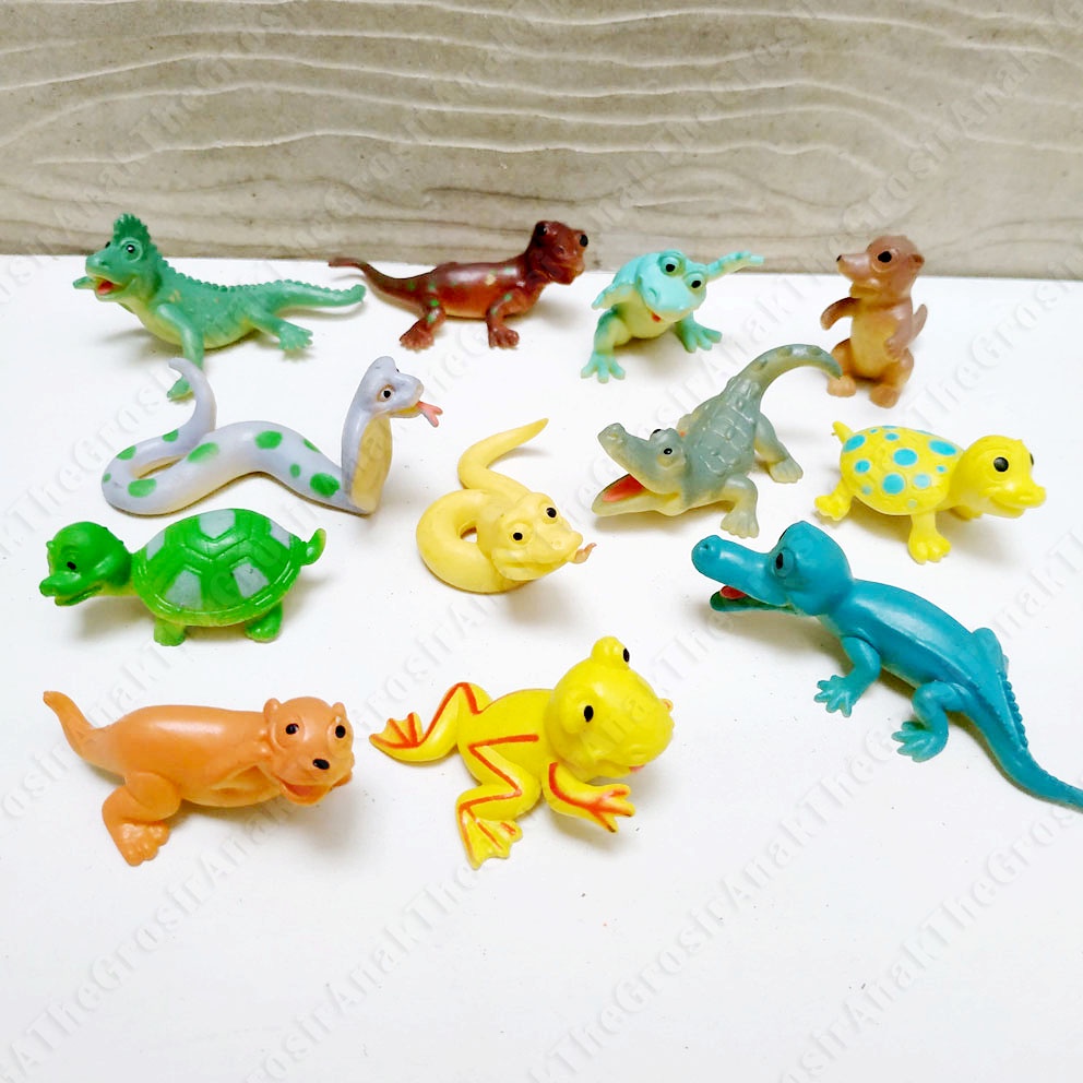 Baby Zoo 443B Reptile PREMIUM ISI 12 Mainan Miniatur Bayi Hewan Reptil Ular Buaya Kodok