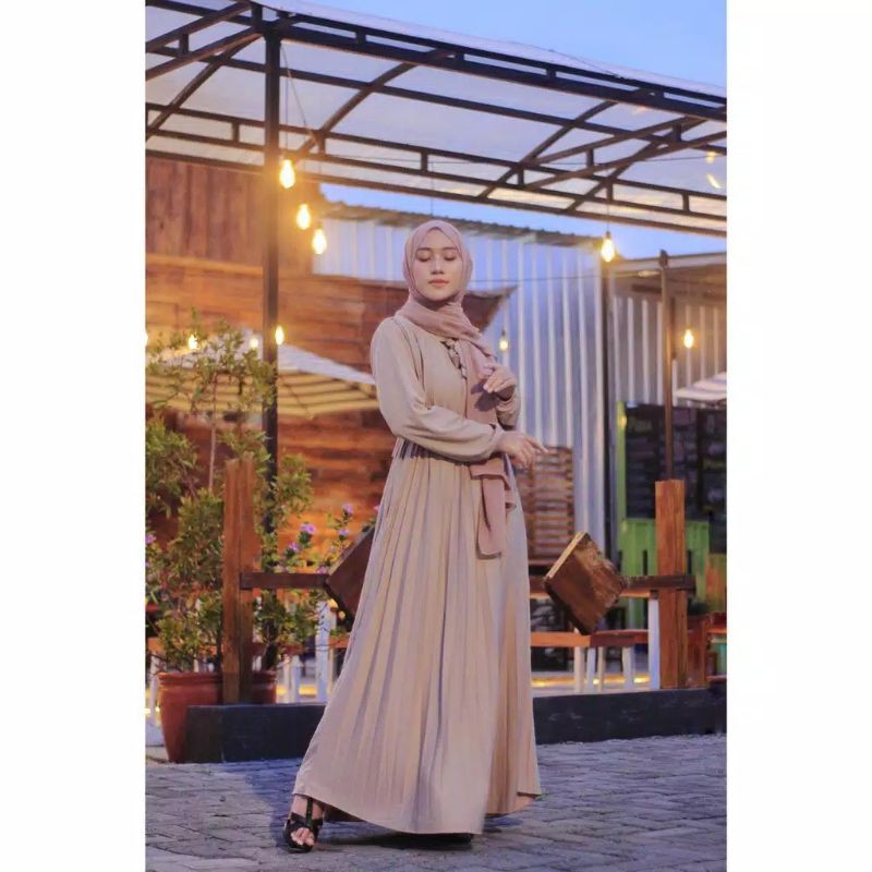 Gamis Plisket | Gamis Tali Pita Plisket | Gamis Plisket Terbaru