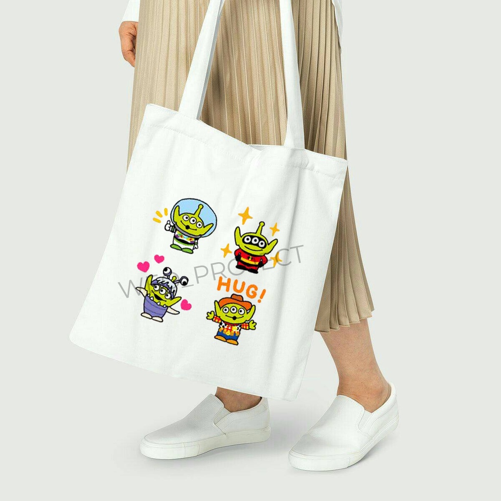 TOTE BAG KANVAS / TOTE BAG WANITA / TOTE BAG ALIEN LUCU