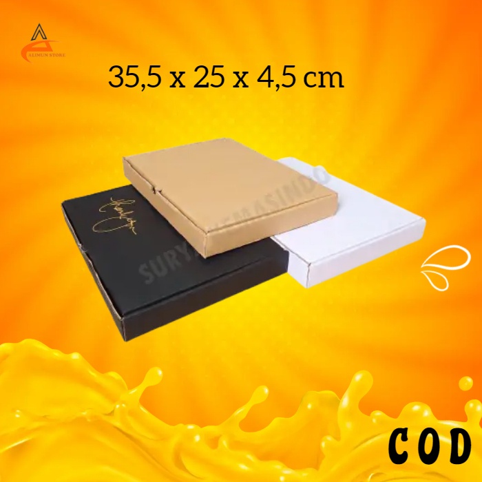 

Box 35,5x25x4,5 cm kotak baju kardus kerdus kemeja kaos mukena hampers giftbox pizza karton polos packaging make up aksesoris makananmurah ready terbaru tebal