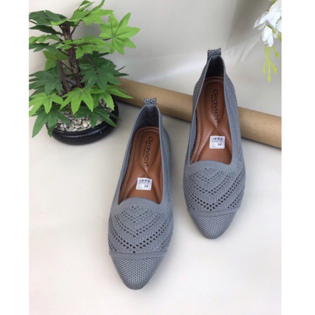 Sepatu Flat Wanita Slip On Bahan Rajut Import DO-10 GRAVICI