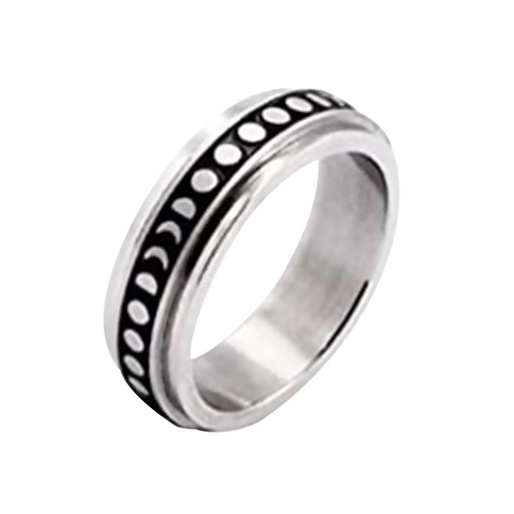 1 pcs Titanium Steel Korea Fashion Design Moon Flower Frosted Silver Ring untuk Pria dan Wanita