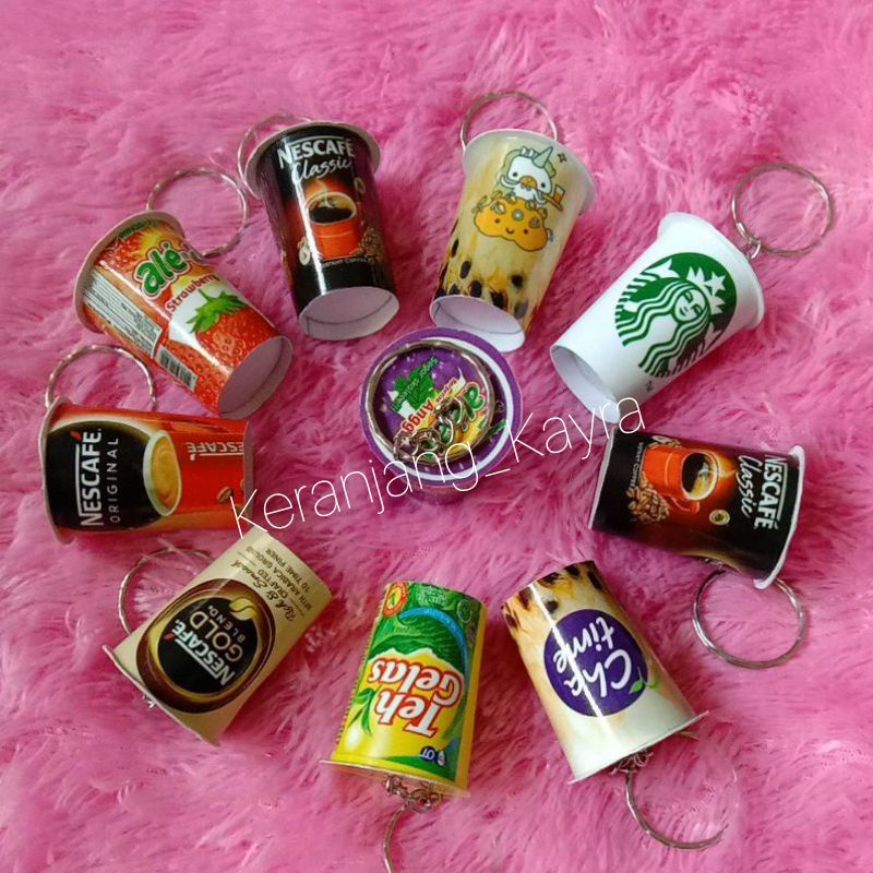 kay20 - Gantungan kunci unik makanan minuman cup starbuck pop mie lucu murah COD-2