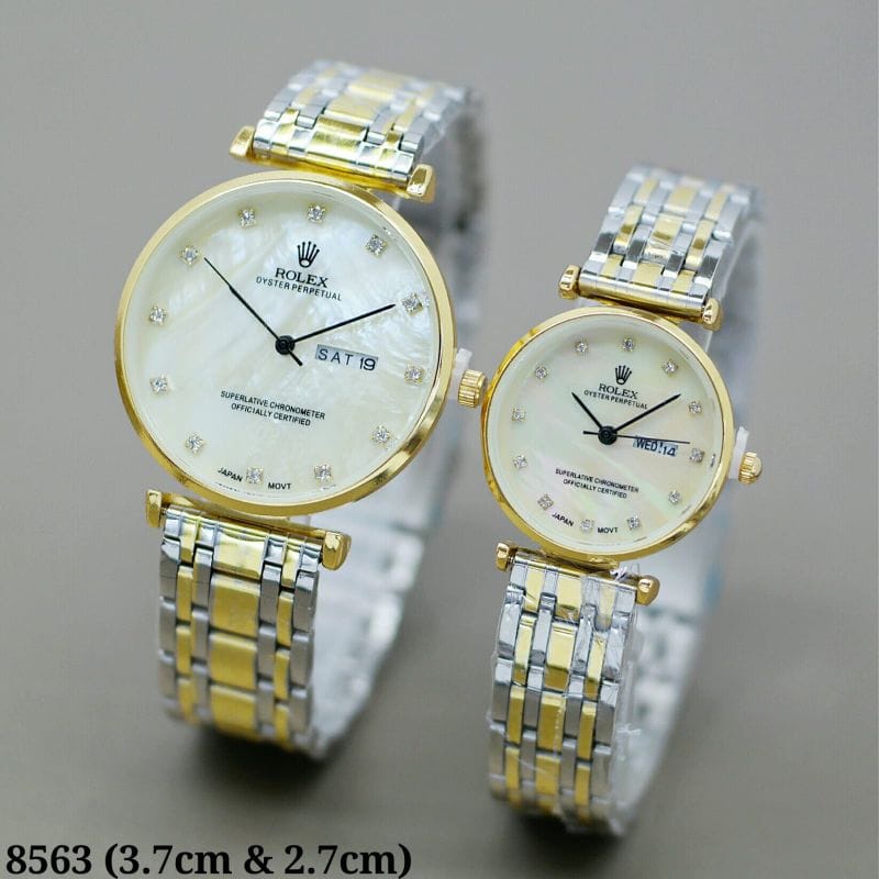 Jam Tangan Watch Couple Fashion RLX HM 8563 Tanggal Aktif Stainless Steel