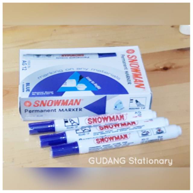 Spidol Permanent Marker AG-12 SNOWMAN [ Isi 12 pcs ]