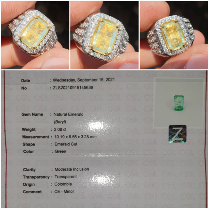 Natural Zamrud Minor Jamrud Emerald Colombia Sertifikat 2.08 crt