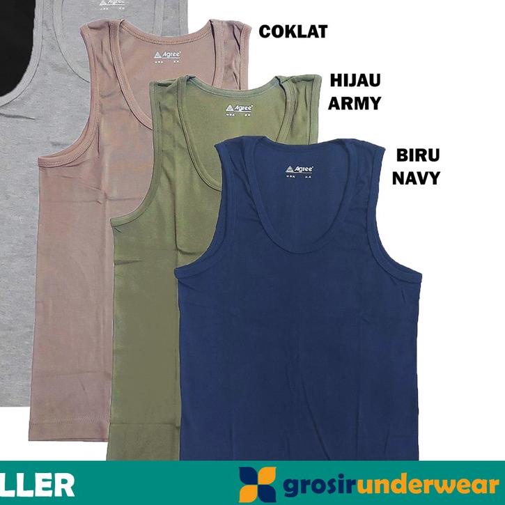 ♣ F35 - Singlet Cowok Kaos Dalam Pria Men Underwear Strechable Laki-Laki AGREE [1 PC] ❁