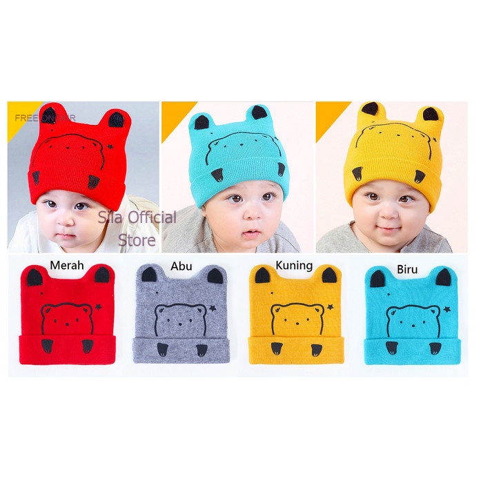 Ready Topi Anak / Topi Kupluk Anak / Topi Bayi Motif Imut - Kuning