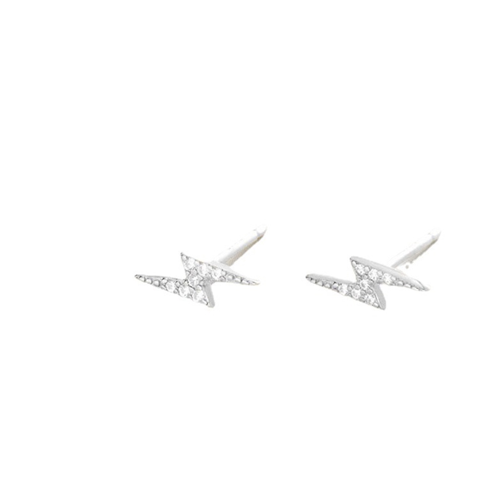 1 Pasang Anting Stud Mini Desain Petir Untuk Wanita